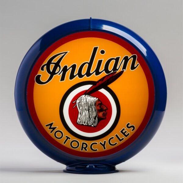 Indian Motorcycle 13.5" Gas Pump Globe with dark blue plastic body