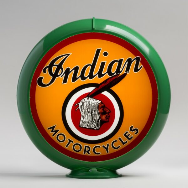 Indian Motorcycle 13.5" Gas Pump Globe with green plastic body