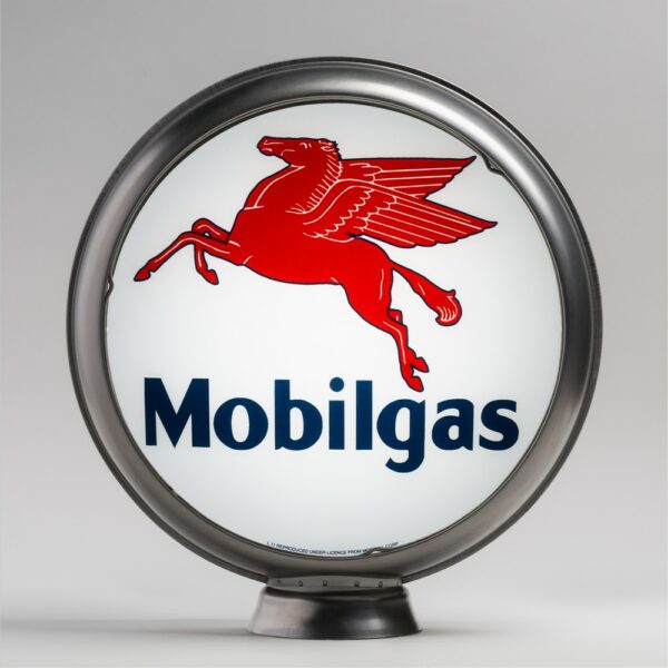 Mobilgas 13.5" Gas Pump Globe with unpainted steel body