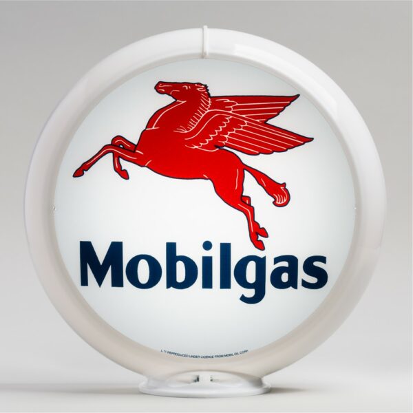 Mobilgas 13.5" Gas Pump Globe with white plastic body