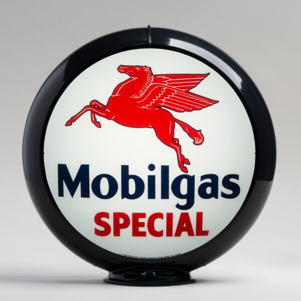 Mobilgas Special 13.5" Gas Pump Globe with black plastic body