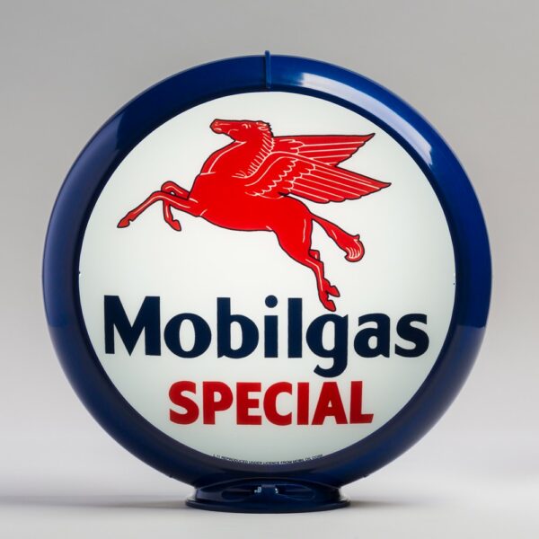 Mobilgas Special 13.5" Gas Pump Globe with dark blue plastic body