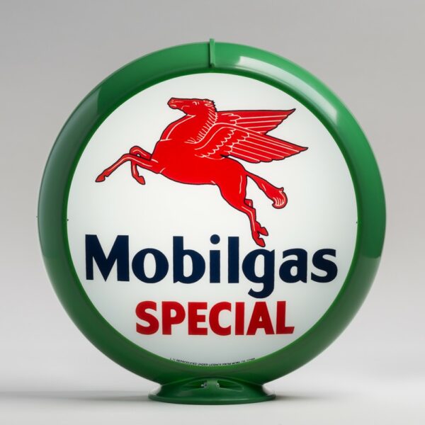 Mobilgas Special 13.5" Gas Pump Globe with green plastic body