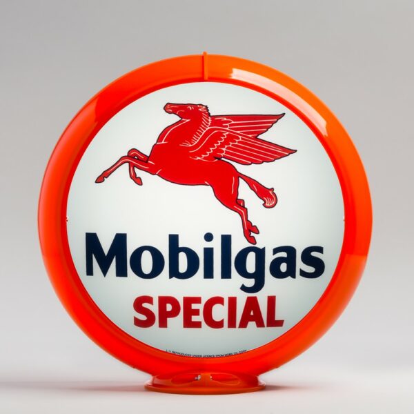 Mobilgas Special 13.5" Gas Pump Globe with orange plastic body