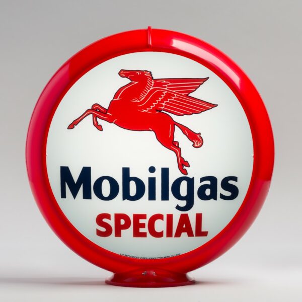 Mobilgas Special 13.5" Gas Pump Globe with red plastic body