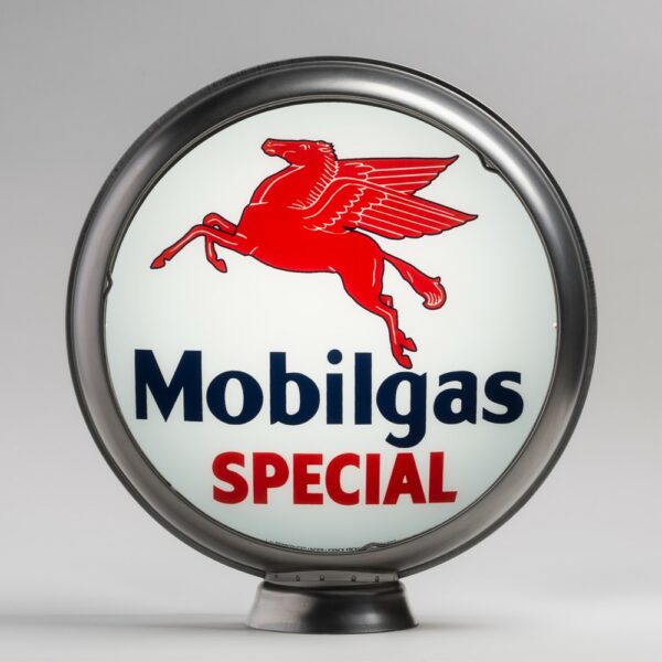 Mobilgas Special 13.5" Gas Pump Globe with unpainted steel body