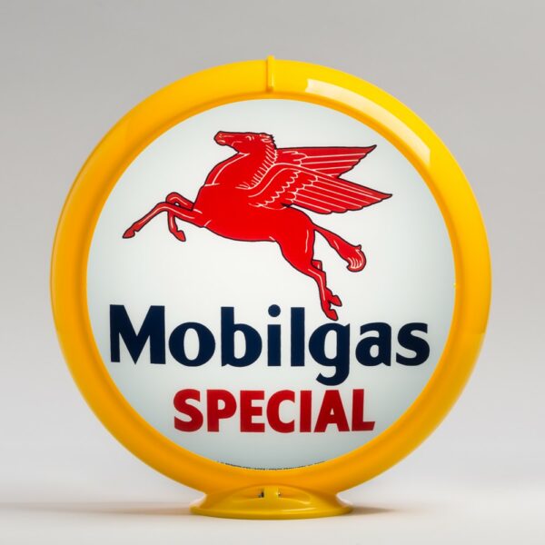 Mobilgas Special 13.5" Gas Pump Globe with yellow plastic body