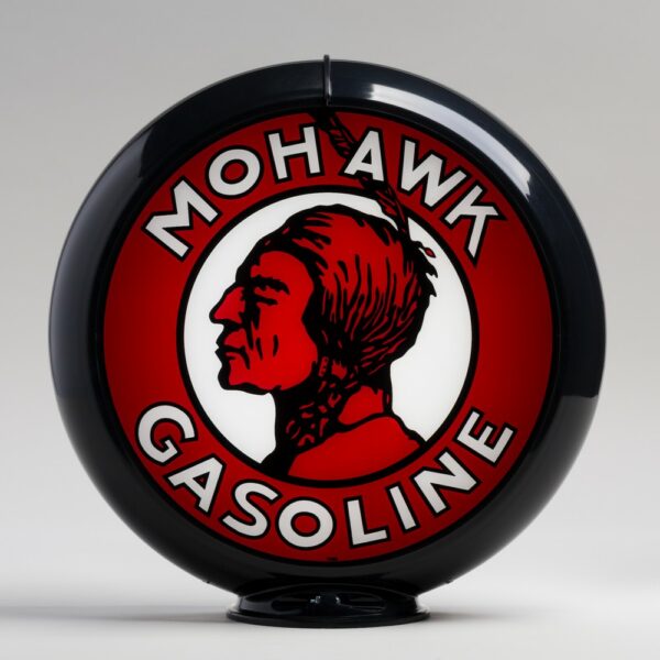 Mohawk Gasoline 13.5" Gas Pump Globe with black plastic body
