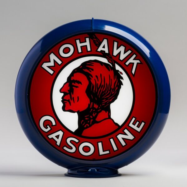 Mohawk Gasoline 13.5" Gas Pump Globe with dark blue plastic body