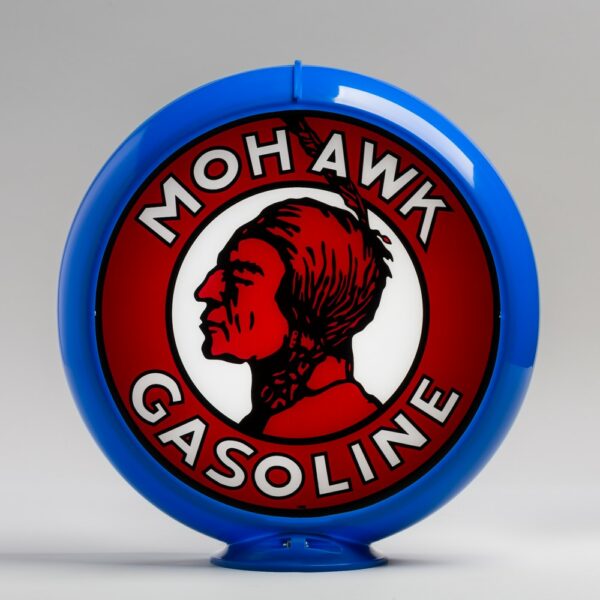 Mohawk Gasoline 13.5" Gas Pump Globe with light blue plastic body