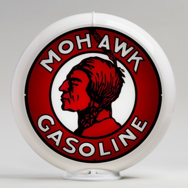 Mohawk Gasoline 13.5" Gas Pump Globe with white plastic body