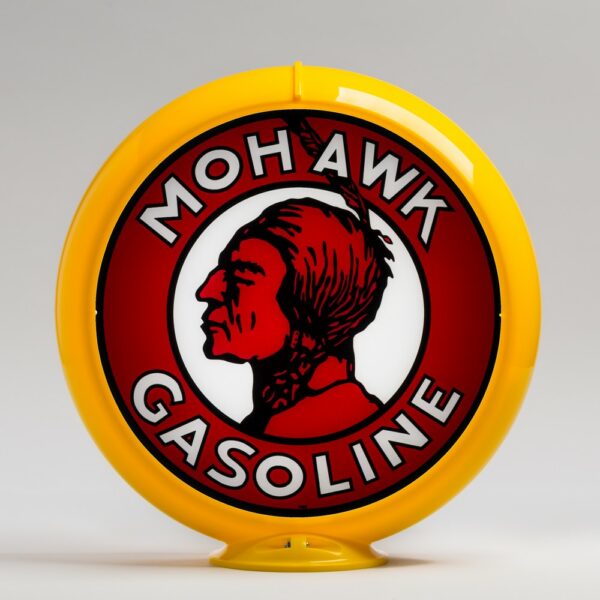 Mohawk Gasoline 13.5" Gas Pump Globe with yellow plastic body