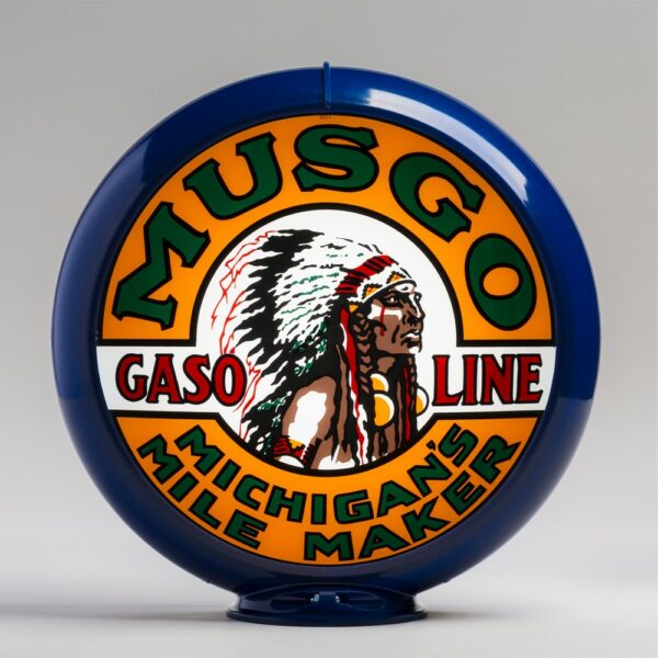 Musgo 13.5" Gas Pump Globe with dark blue plastic body