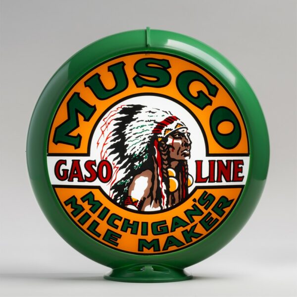 Musgo 13.5" Gas Pump Globe with green plastic body
