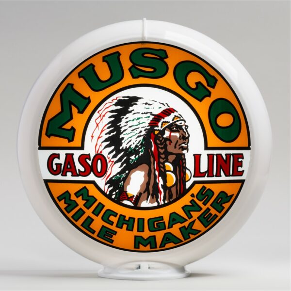Musgo 13.5" Gas Pump Globe with white plastic body