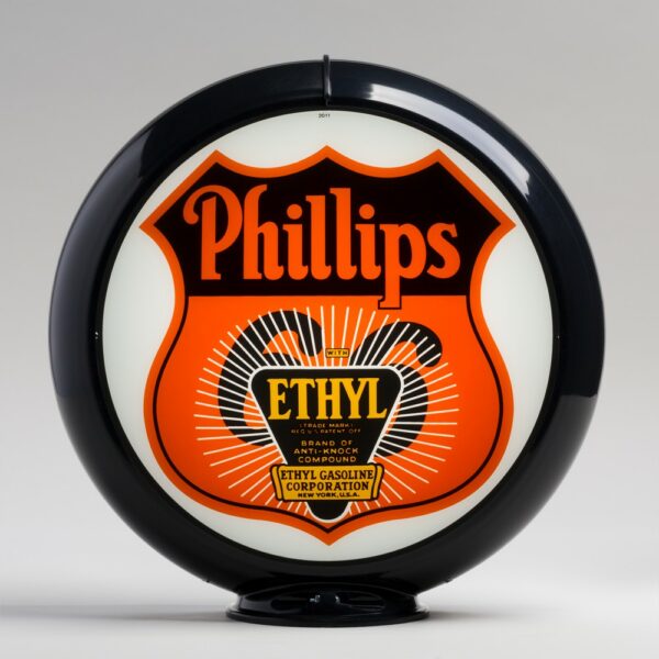 Phillips 66 Ethyl Sunburst 13.5" Gas Pump Globe with black plastic body