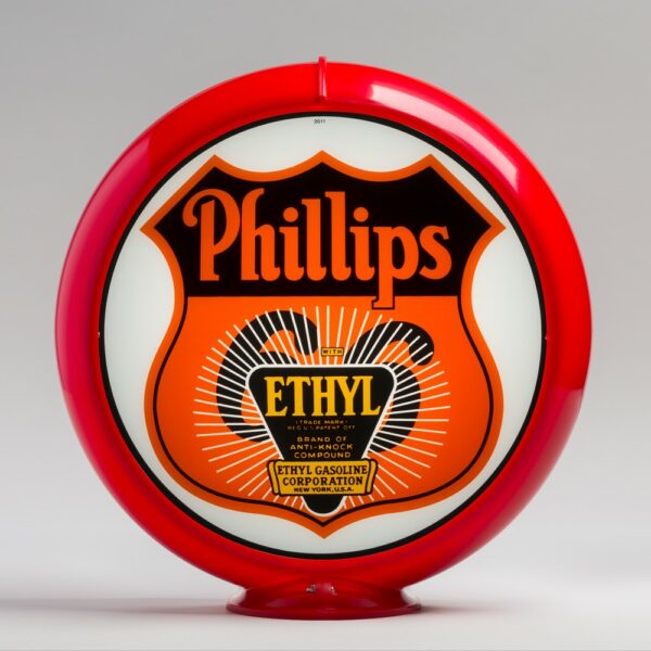 Phillips 66 Ethyl Sunburst 13.5" Gas Pump Globe with red plastic body