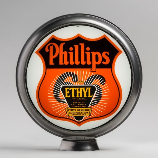 Phillips 66 Ethyl Sunburst 13.5" Gas Pump Globe with unpainted steel body