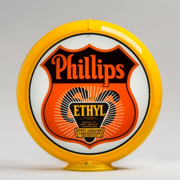 Phillips 66 Ethyl Sunburst 13.5" Gas Pump Globe with yellow plastic body