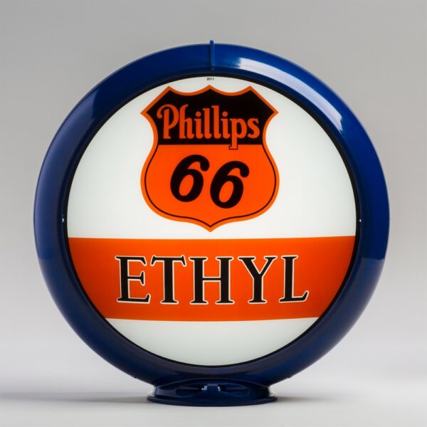 Phillips 66 Ethyl Bar 13.5" Gas Pump Globe with dark blue plastic body