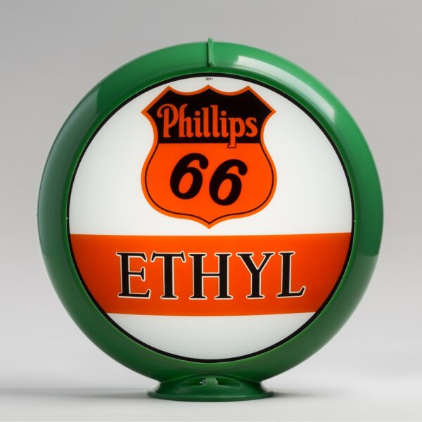 Phillips 66 Ethyl Bar 13.5" Gas Pump Globe with green plastic body