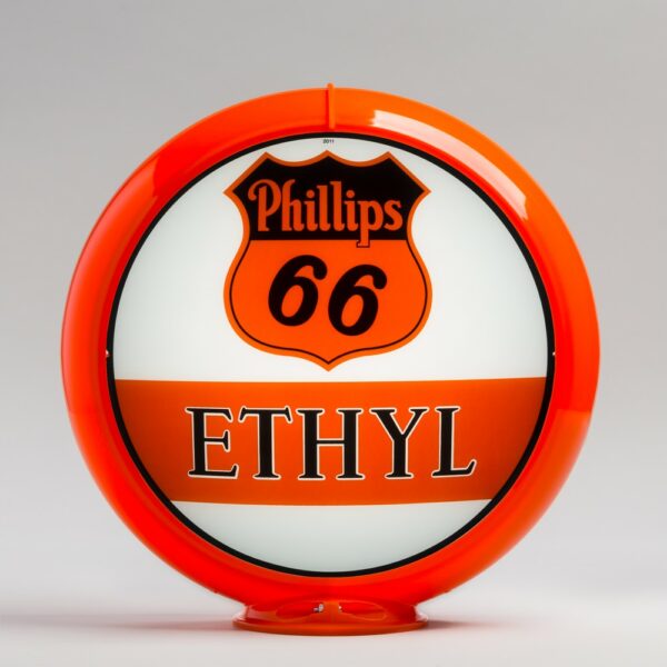 Phillips 66 Ethyl Bar 13.5" Gas Pump Globe with orange plastic body
