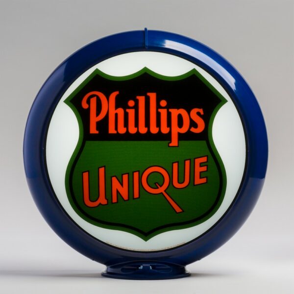 Phillips Unique 13.5" Gas Pump Globe with dark blue plastic body