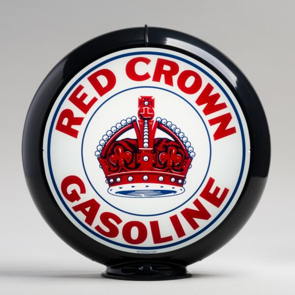 Red Crown (Indiana) 13.5" Gas Pump Globe with black plastic body