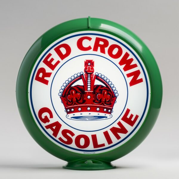 Red Crown (Indiana) 13.5" Gas Pump Globe with green plastic body