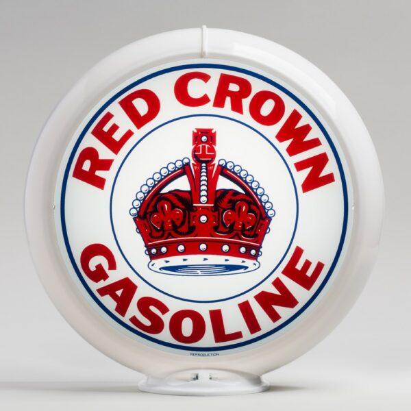 Red Crown (Indiana) 13.5" Gas Pump Globe with white plastic body