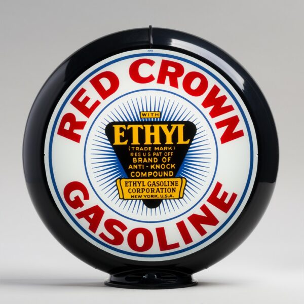 Red Crown Ethyl 13.5" Gas Pump Globe with black plastic body