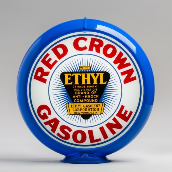 Red Crown Ethyl 13.5" Gas Pump Globe with light blue plastic body