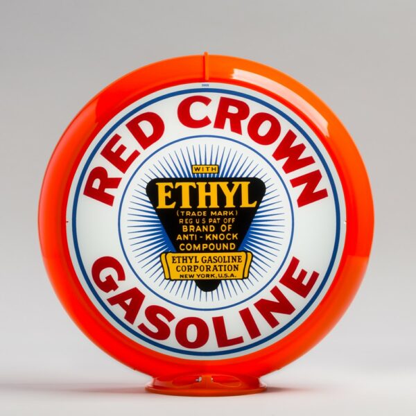 Red Crown Ethyl 13.5" Gas Pump Globe with orange plastic body