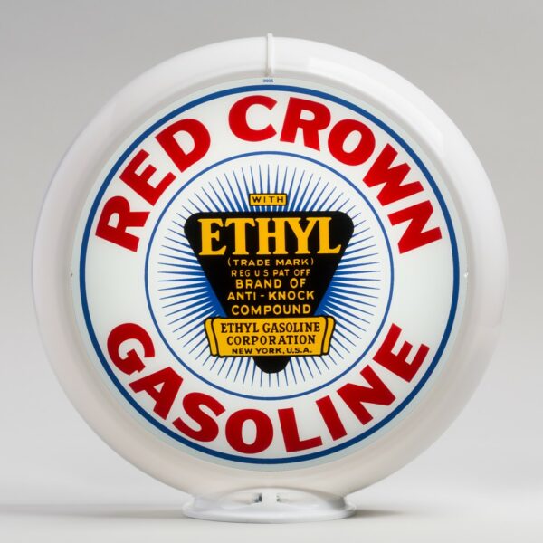 Red Crown Ethyl 13.5" Gas Pump Globe with white plastic body