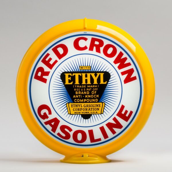 Red Crown Ethyl 13.5" Gas Pump Globe with yellow plastic body