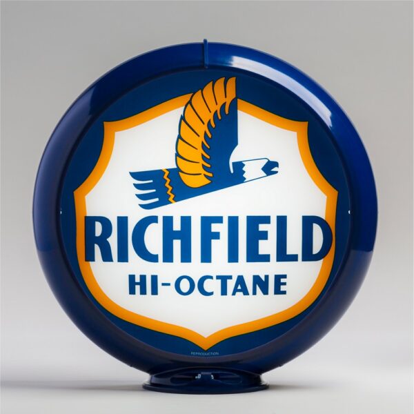 Richfield Hi-Octane 13.5" Gas Pump Globe with dark blue plastic body