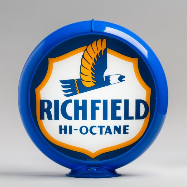 Richfield Hi-Octane 13.5" Gas Pump Globe with light blue plastic body