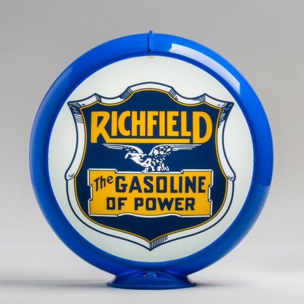 Richfield Gasoline of Power 13.5" Gas Pump Globe with light blue plastic body