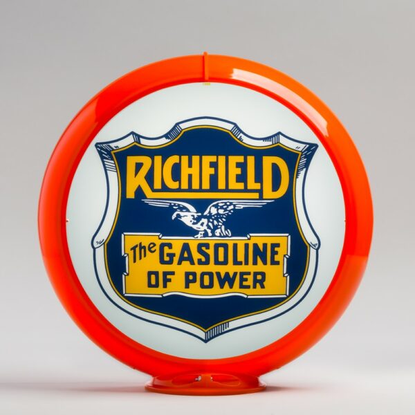 Richfield Gasoline of Power 13.5" Gas Pump Globe with orange plastic body