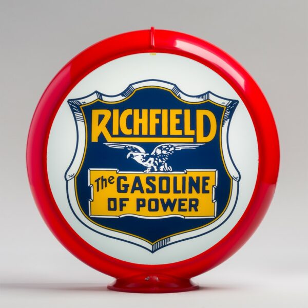 Richfield Gasoline of Power 13.5" Gas Pump Globe with red plastic body