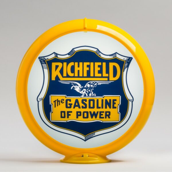 Richfield Gasoline of Power 13.5" Gas Pump Globe with yellow plastic body