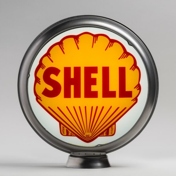 Shell 13.5" Gas Pump Globe with unpainted steel body