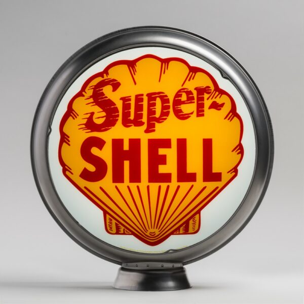 Super Shell 13.5" Gas Pump Globe with unpainted steel body