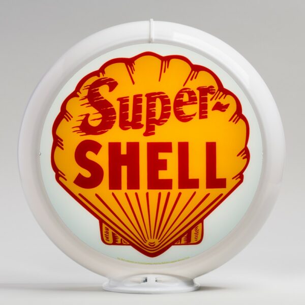 Super Shell 13.5" Gas Pump Globe with white plastic body