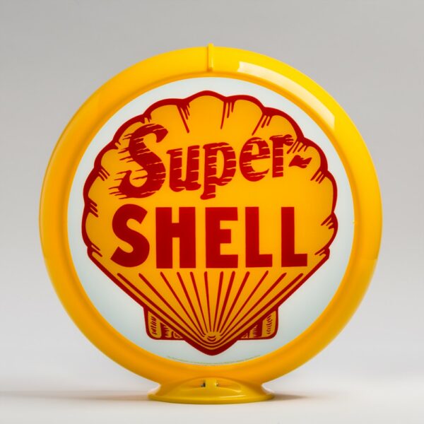 Super Shell 13.5" Gas Pump Globe with yellow plastic body