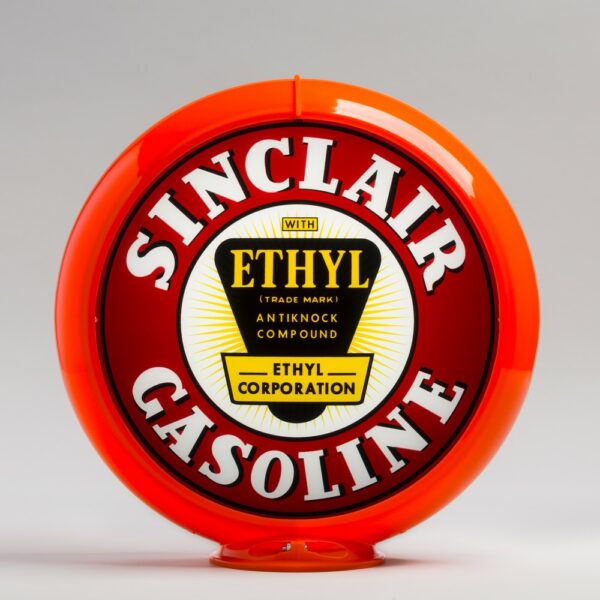 Sinclair Ethyl 13.5" Gas Pump Globe with orange plastic body