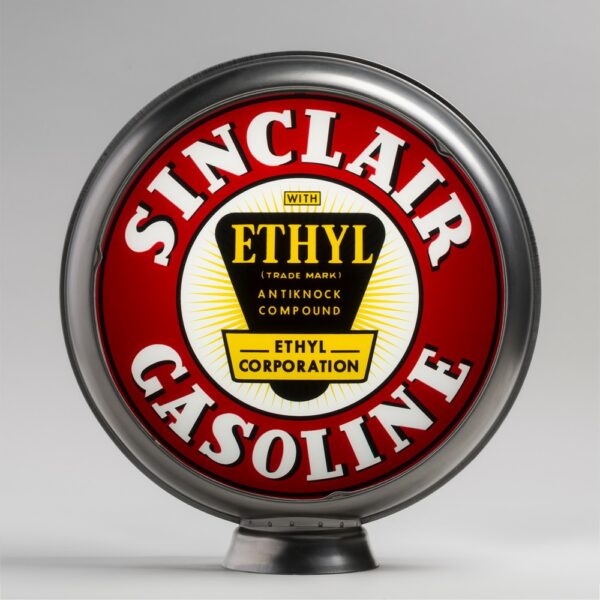 Sinclair Ethyl 13.5" Gas Pump Globe with unpainted steel body