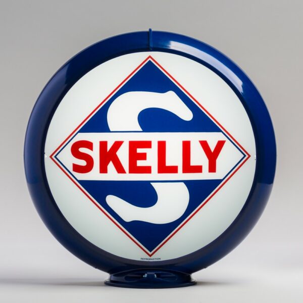 Skelly 13.5" Gas Pump Globe with dark blue plastic body