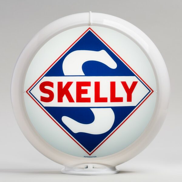 Skelly 13.5" Gas Pump Globe with white plastic body