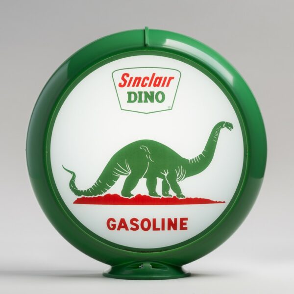 Sinclair Dino on Land 13.5" Gas Pump Globe with green plastic body